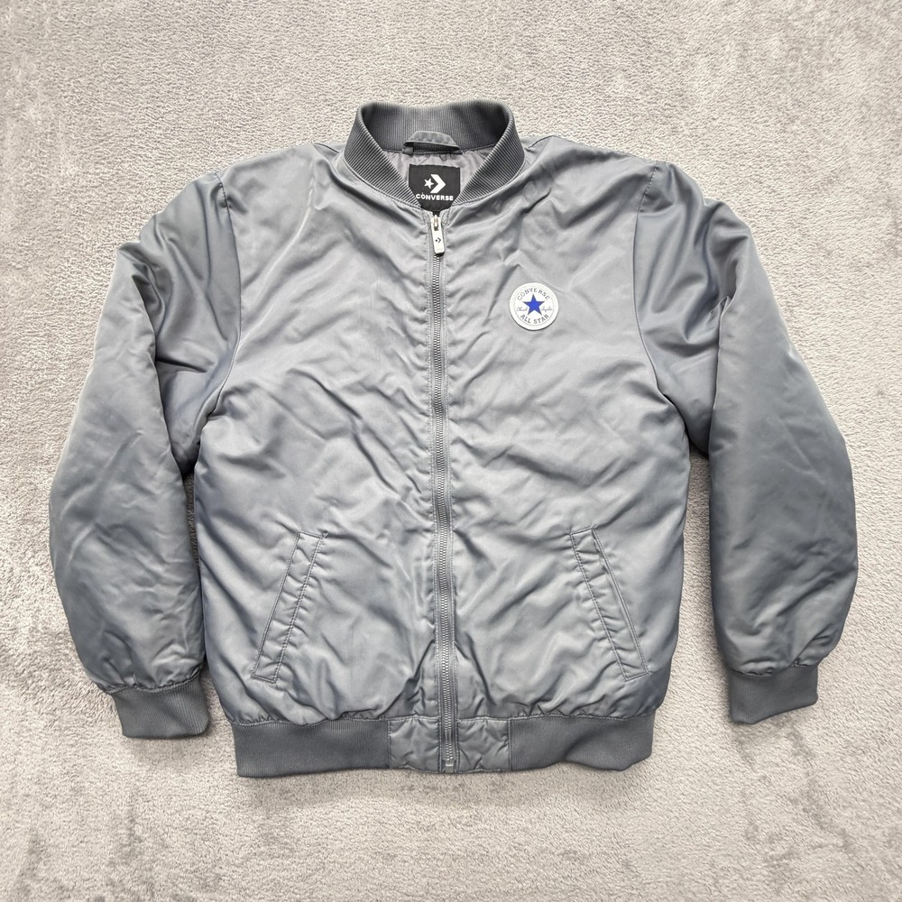 Converse Jacket Boys 12-13Y Gray Bomber Insulated Full Zip Puffer Coat
